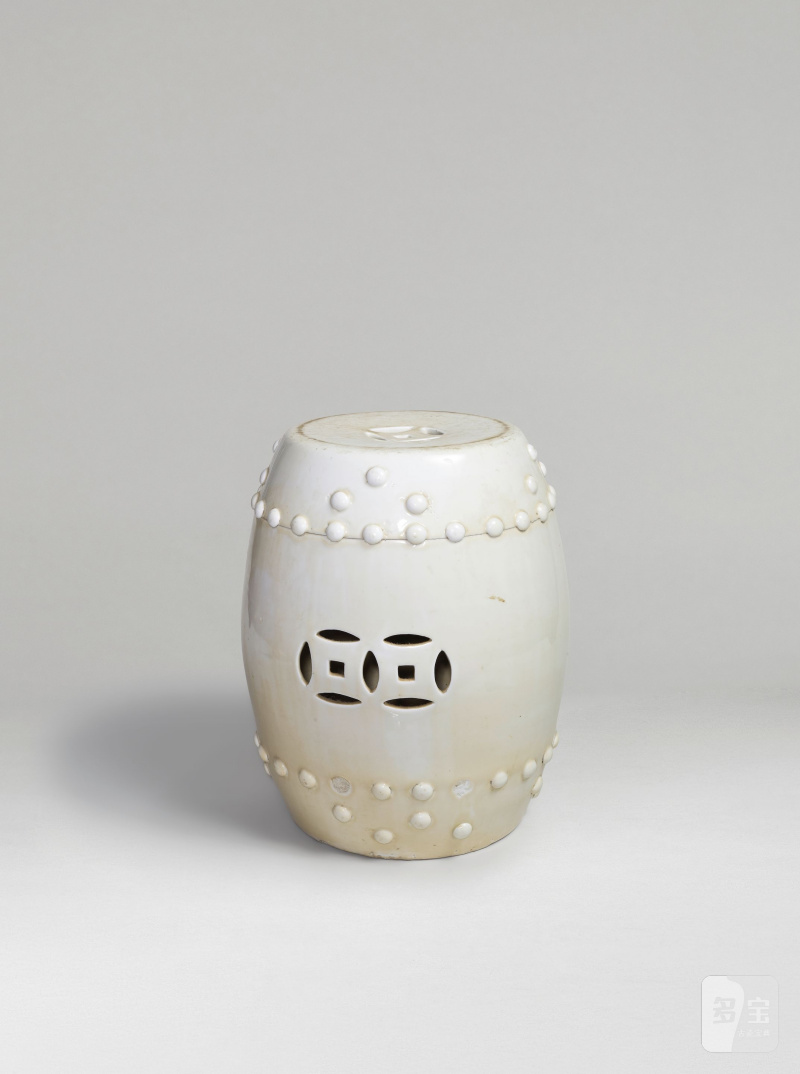 清 十九世紀 白釉鼓墩 | TABOURET EN PORCELAINE À GLAÇURE BLANCHE - 图7